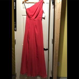 Brand new coral/guava coloured size 0 one shoulder formal dress